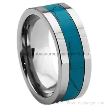 2014 New Product Best Quality Tungsten Ring with Turquoise Stone, Best Gift for Men